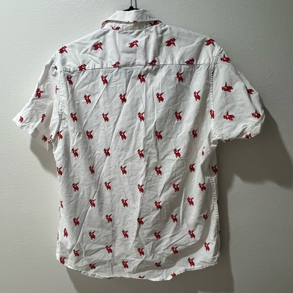 Denim & Flower Ricky Singh White Shirt with Red Santa pattern, Christmas, size M - Picture 2 of 4